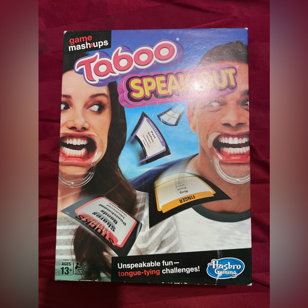 Taboo speak out board game. Never been used. Had been open but never used